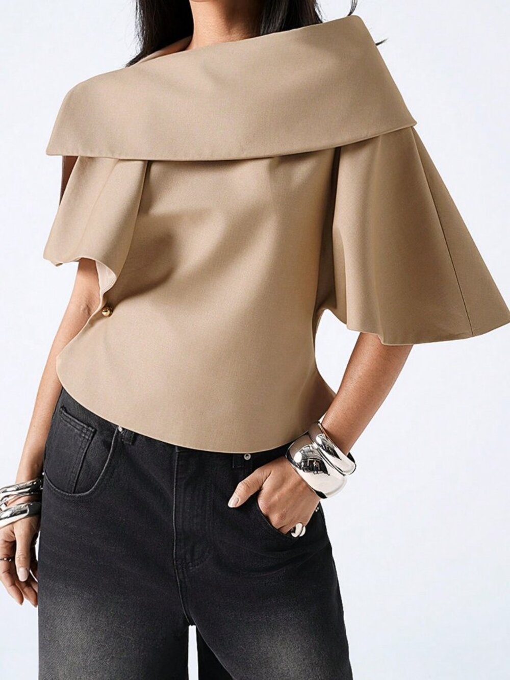 Apricot Elegant Minimalist Women's Top